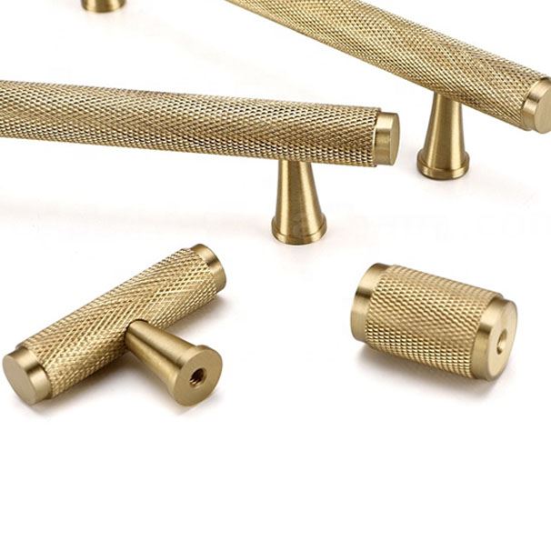 Brass Door Knob Knurled Handle Cabinet Door Pull Handles 1