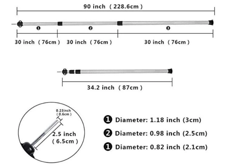 Adjustable Aluminum Tube Telescopic Tent PoleTarp PoleTent Pole (4)