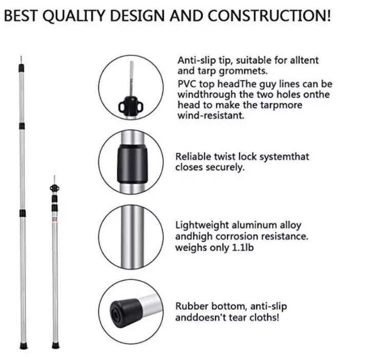 Adjustable Aluminum Tube Telescopic Tent PoleTarp PoleTent Pole (5)