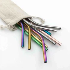 Cocktail uống bằng thép không gỉ ống hút với bàn chải